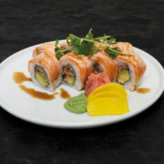Skin roll / Losos aburi (8 ks)